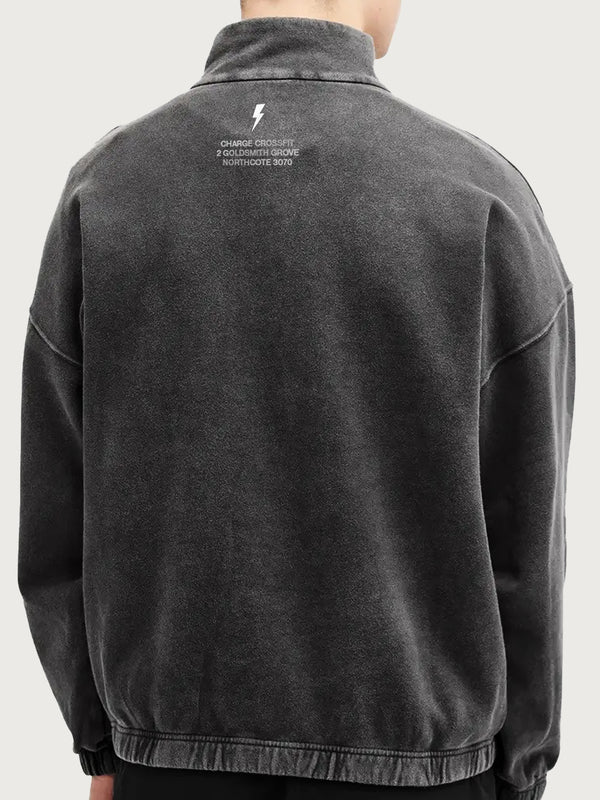 Charge Graffiti Half-Zip Jumper - Washed Grey