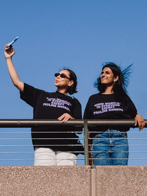 Good Morning T-shirt – Washed Black & Lavendar